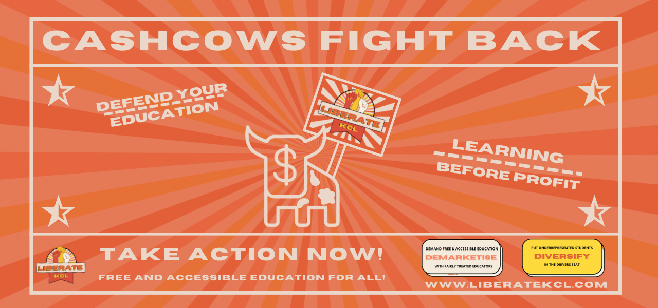 A cartoon raised fist on a yellow and red background.