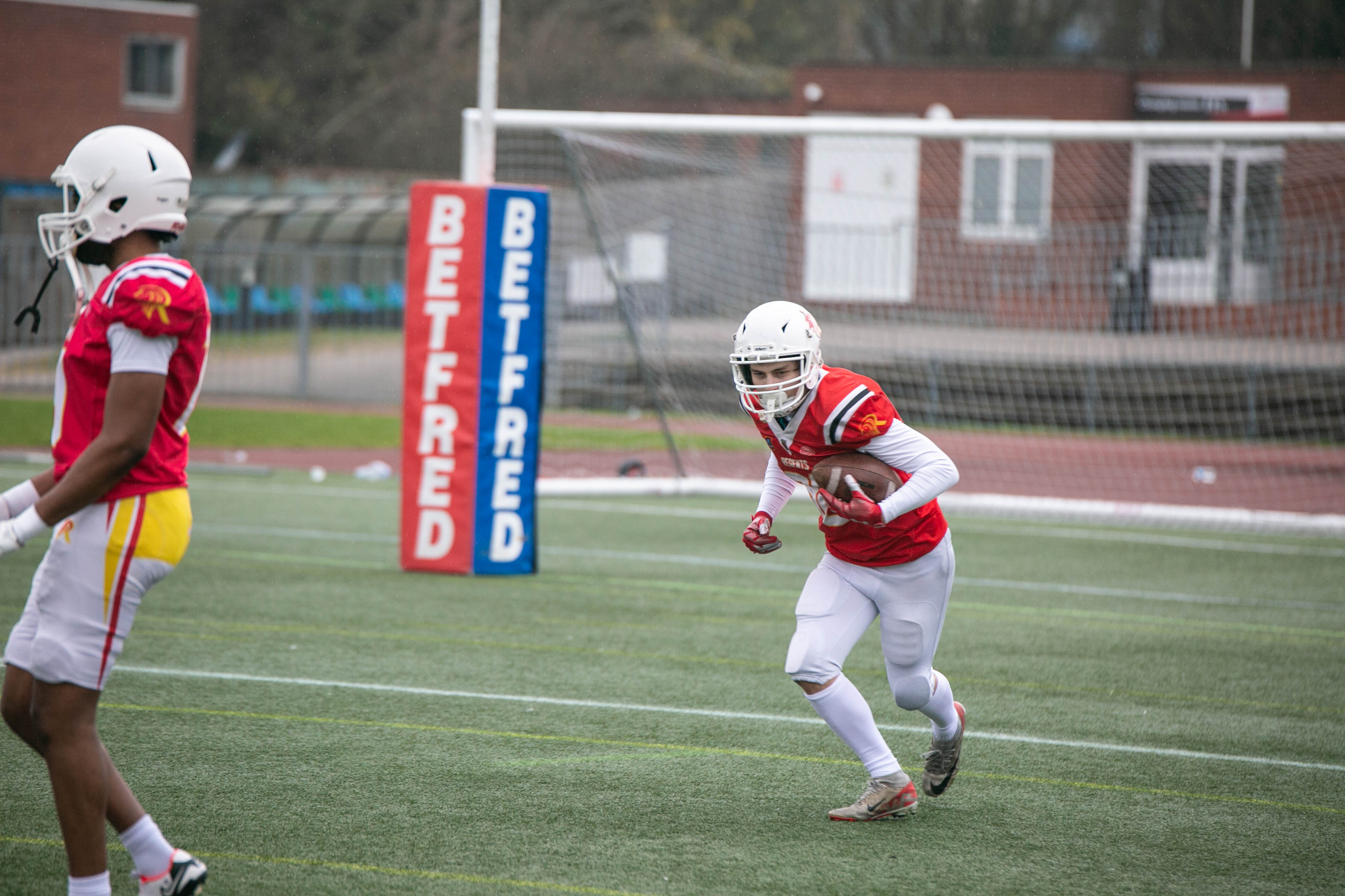 American football playing varsity.