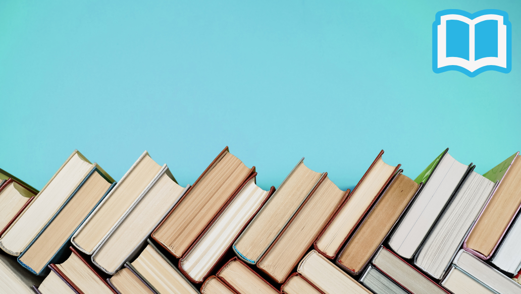 Books stacked diagonally