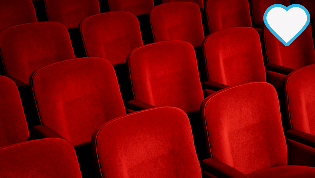 Rows of red cinema seating