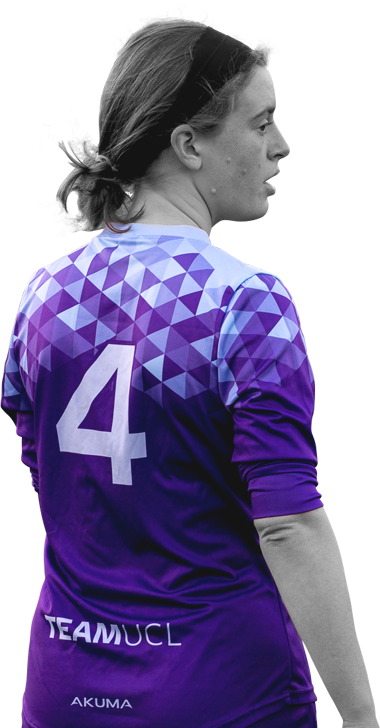 A UCL football player wearing a purple shirt